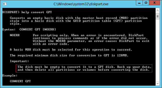 Diskpart Convert