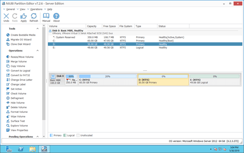 ドライブDが拡張されました