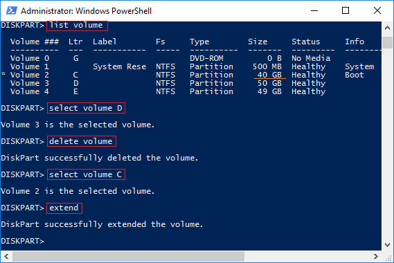 Powershell extend